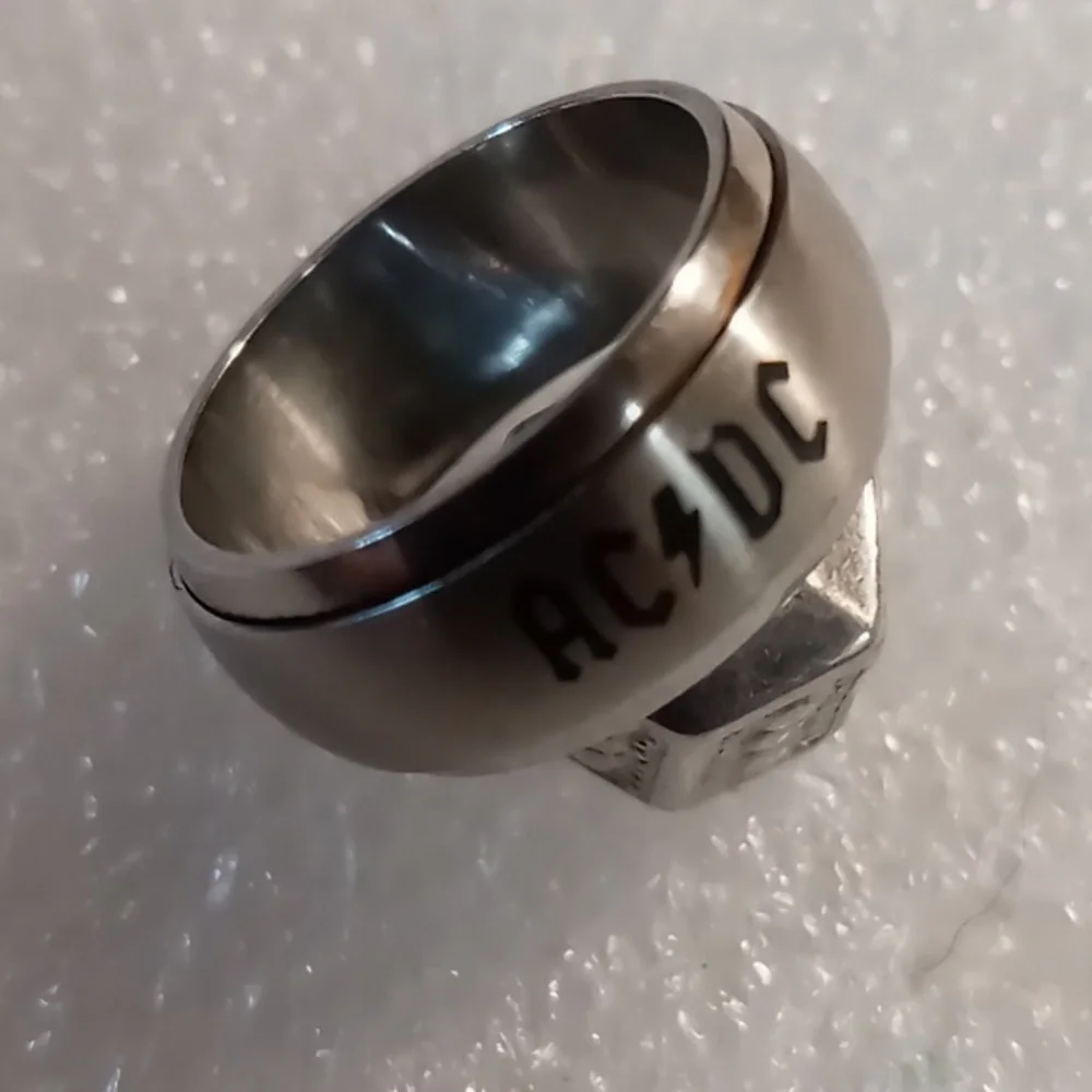 AC/DC Stainless Spinner Ring for Men Sz. 7 .